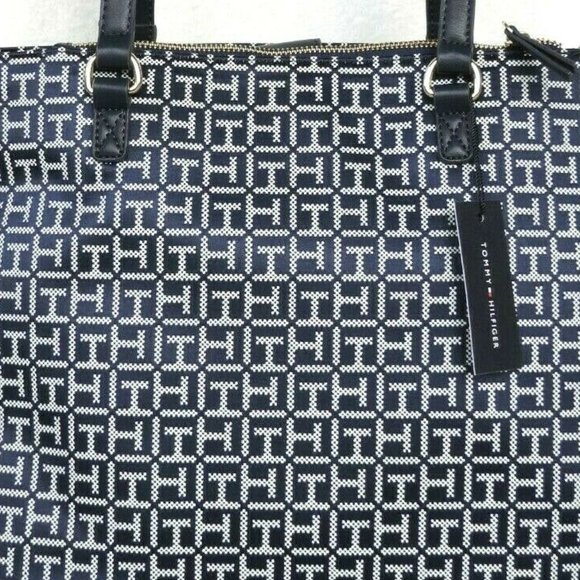 Tommy Hilfiger Jacquard Tote Shoulder Handbags - Picture 7 of 8